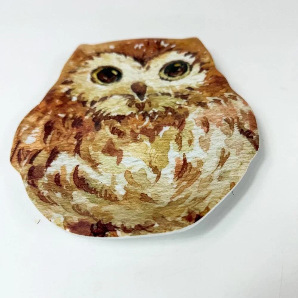 Pier 1 Natural Owl Shaped Melamine 9'' Serving Plate Platter dish